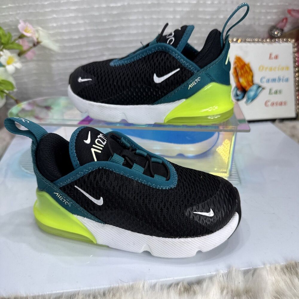 (E4) Toddler's Nike Air Max 270 Black/White-Bright Spruce (DD1646 026)-Sz 7C